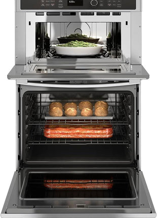 GE JT3800SHSS 30′′ Built‐In Combination Wall Oven with Microwave – 6.7 cu ft Total Capacity, Sensor Cooking, Self‐Clean with Steam, Sabbath Mode, Stainless Steel