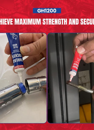 GH1200-6gx2 Pack Thread Lock Medium and Strong Strength for Nuts, Bolts, and Metals, Threadlocker Lock Tight & Seal Fasteners with Stable and Consistent Performance
