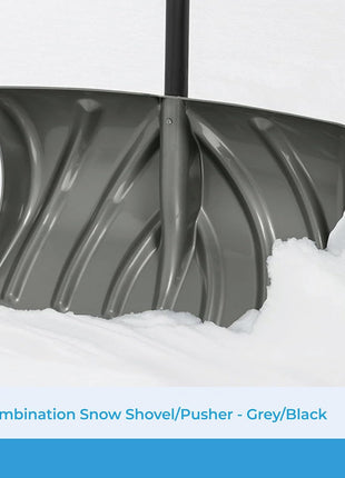 Suncast 20 inch Combination Snow Shovel/Pusher, Grey/Black