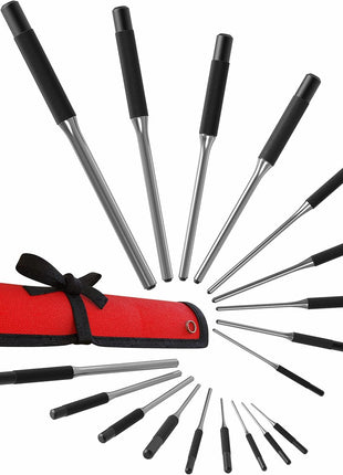 Roll Pin Punch Set 9pc - Great Nail Punch for Gun Tool Kit Building, Watch Repair Kit and Removing Firing Pin with Tool Pouch