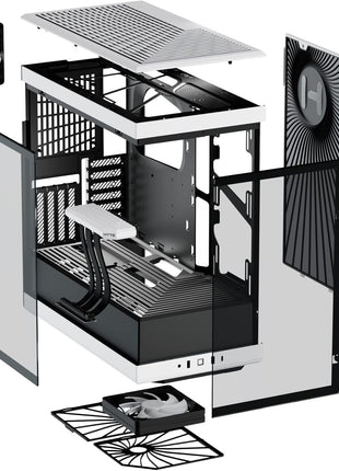 Hyte Y40 Modern Aesthetic Panoramic Tempered Glass Mid-Tower ATX Computer Gaming Case with PCIE 4.0 Riser Cable Included, White (CS-HYTE-Y40-BW)