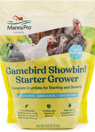 Manna Pro Gamebird & Showbird Crumbles 芒聙聯 Premium Poultry Feed for Chickens, Ducks, Gamebirds, Turkeys & Bantams 芒聙聯 Fortified with Vitamins & Minerals 芒聙聯 Healthy Complete Diet 芒聙聯 5 lb Bag