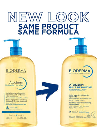 Bioderma Atoderm Shower Oil, Cleansing Oil For Face & Body, Nourishing Cleansing Oil For Dry to Atopic Sensitive Skin For Softer & Smooth Skin For Your Whole Family