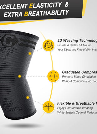 CAMBIVO 2 Pack Elbow Brace for Tendonitis, Tennis Elbow Compression Support Sleeve for Golfers Elbow Pain Relief, Arthritis, Bursitis, Workout, Weightlifting