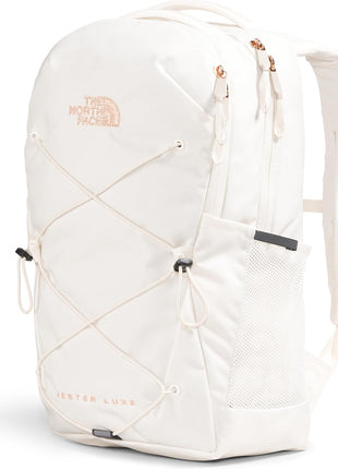 The North Face Women's Jester Luxe Laptop Backpack, Gardenia White | 28L capacity, padded 16 in computer sleeve, FlexVent suspension system, water bottle pockets, stands unsupported