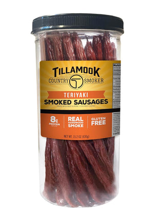 Tillamook Country Smoker Real Hardwood Smoked Sausages, Teriyaki, 15.2 Ounce Tall Jar, 20 Count