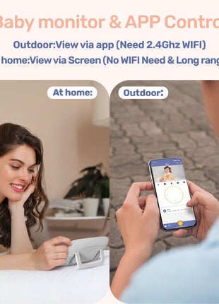 1080P WiFi Baby Monitor with Camera and Audio, Pan-Tilt-Zoom Video Camera, 4'' IPS Screen, HD Night Vision, Motion & Cry Detection, 360° View, Temperature Sensor, Feeding Reminder, Lullabies