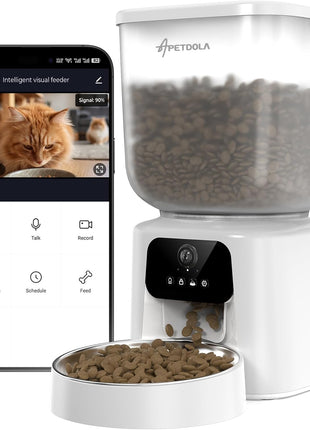 Automatic Cat Feeder with Camera, 5L Timed Cat Food Feeder,2-Way Audio & App Remote Control,Desiccant Bag,Auto Pet Dispenser for Cats and Dogs