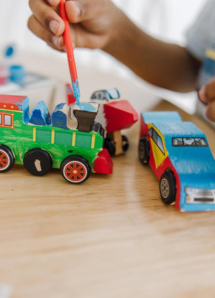 Melissa & Doug Decorate-Your-Own Wooden Craft Kits Set - Plane, Train, and Race Car