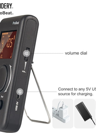 Sondery Digital Metronome Rechargeable English Vocal Counting with Timer Function for Piano Guitar Drum and All Instruments