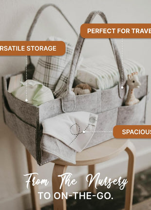 Parker Baby Diaper Caddy - Nursery Storage Bin and Car Organizer for Diapers and Baby Wipes - Oatmeal, Regular