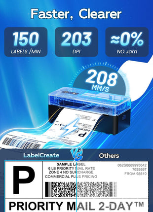 Bluetooth Thermal Shipping Label Printer, 4x6 Thermal Label Printer for Small Business, 2410BT Wireless Label Printers Compatible with iOS Android & PC, Widely Used for USPS, Tiktok