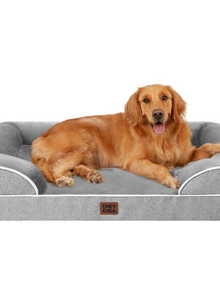 EHEYCIGA Orthopedic Dog Beds for Extra Large Dogs 44x32Inch, Waterproof Memory Foam XL Pet Bed with Sides, Non-Slip and Egg-Crate Foam Big Dog Couch Bed with Washable Removable Cover, Grey