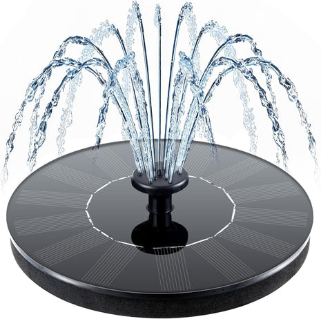 Mademax Solar Bird Bath Fountains, Upgrade 1.4W Solar Fountain Pump with 6 Nozzles, Free Standing Floating Solar Powered Water Fountain Pump for Bird Bath, Garden, Pond, Pool, Outdoor