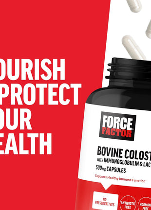 Force Factor Bovine Colostrum Capsules Supplement | with Immunoglobulin and Lactoferrin, Supports Gut Health & Immune Health, 120 Capsules