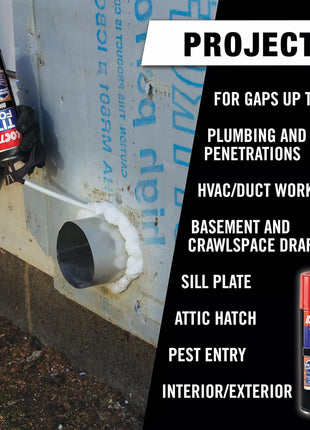 Loctite Tite Foam Big Gaps Spray Foam Sealant, 12 fl oz Can, 1 Pack - Polyurethane Expanding Insulation