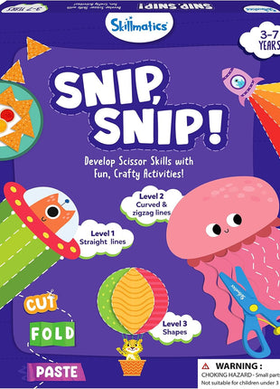 Skillmatics Snip Snip, Scissor Skills, Felt Craft Activity, Gift for Kids | Cutting Activity Book, Safety Scissors, Fine Motor Skills for Preschool, Screen-Free, Learning Toy, Toddlers, Ages 3, 4, 5, 6