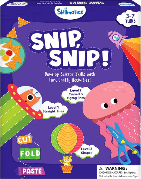 Skillmatics Snip Snip, Scissor Skills, Felt Craft Activity, Gift for Kids | Cutting Activity Book, Safety Scissors, Fine Motor Skills for Preschool, Screen-Free, Learning Toy, Toddlers, Ages 3, 4, 5, 6