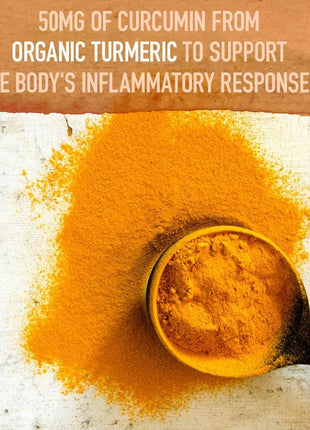 Garden of Life Organics Turmeric Booster Inflammatory Response Powder - 30 Servings, 50mg Curcumin (95% Curcuminoids) & Probiotics, Organic Non-GMO Vegan & Gluten Free Herbal Supplements