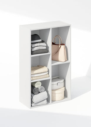 Furinno Reed Closet Organizers and Storage, 5-Cube Reversible Closet Shelves, Closet Organization Shelf, 9.4 x 19.5 x 31.5, for Bedroom, Closet, White