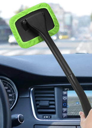Car Windshield Cleaning Tool, Windshield Cleaner with 4 Washable and Reusable Microfiber Pads and Extendable Handle, for Auto Glass Wiper