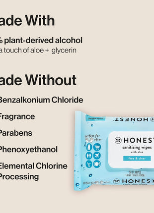 The Honest Company Fragrance Free Sanitizing Alcohol Wipes | Antibacterial  Safe for Hands | Kills 99% of Germs, Made With Aloe | 150 Count (3 Packs of 50)