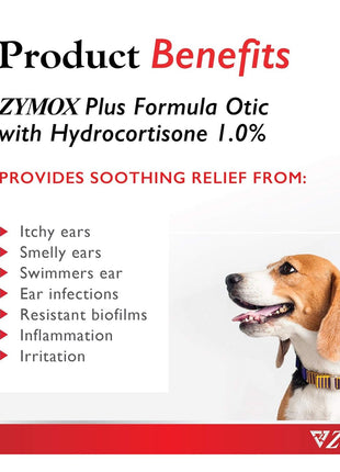 Zymox Advanced Formula Otic Plus Enzymatic Ear Solution for Dogs and Cats with 1% Hydrocortisone, 1.25oz