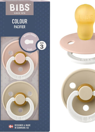 BIBS Pacifiers Colour Collection | Natural Rubber Baby Pacifier | Set of 2 BPA-Free Soothers | Made in Denmark | 0+ Months (Pack of 2) | Dusty Blue/Steel Blue