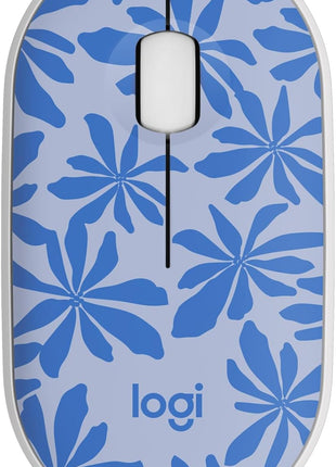 Logitech M340 Wireless Mouse with Limited Edition Prints, USB Receiver and Silent Clicks, Portable Wireless Mouse for Laptop, PC, Windows, Chrome, Surface – Blue Floral