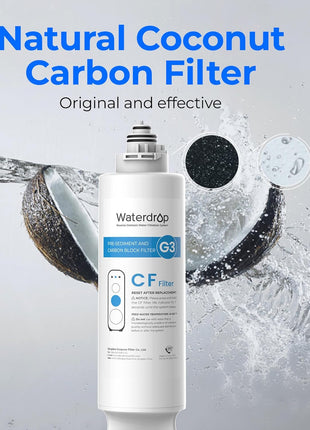 Waterdrop WD-G3-CF Filter, Replacement for WD-G3-W, WD-G3P600 and WD-G3P800-W Reverse Osmosis System, 6-Month Lifetime
