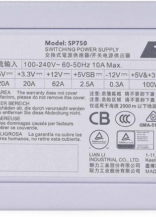 Lian-Li SP750 750W 80+ Gold Certified Fully Modular SFX Power Supply Unit, White