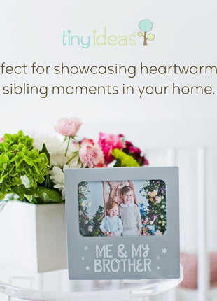 Me and My Brother Picture Frame, Sibling Keepsake, Ideal for Brothers or Sisters, Baby Showers and Gender Neutral Nursery Decor, Gray