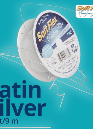 Soft Flex 21 Strand Beading Wire - Fine 0.14 Diameter - 30 Feet Design Wire - Satin Silver