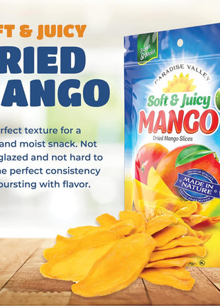 Dried Mango Slices - Delicious Texture Soft & Juicy Low Sugar Added Dried Mango - Naturally Ripened Mangos Dried Fruits - Gluten Free Dry Mangoes Natural Source of Vitamin C, Fiber, 16 oz (16 Single Pack)