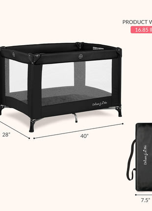 Dream On Me Nest Portable Playard, Lightweight, Foldable, Carry Bag, Black | Breathable Mesh Sides, ASTM Tested for Infants & Toddlers, 30 Lb Limit, Removable 1" Mattress Pad, For Indoor & Outdoor Use