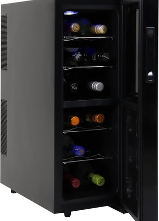 Koolatron Urban Series 12 Bottle Wine Cooler Refrigerator Dual Zone Thermoelectric Wine Fridge Freestanding Wine Cellar for Red White Sparkling Wine Ideal for Kitchen Apartment RV