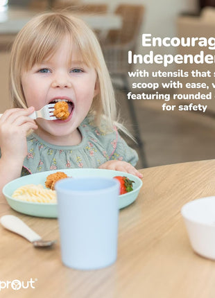 WeeSprout Toddler Utensils, 3 Forks & 3 Spoons, 18/8 Stainless Steel & Food Grade Silicone, Thick Easy-Grip Handles, Perfect Length For New Self Feeders, Gentle On Gums & Teeth, Dishwasher Safe