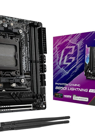 ASRock AMD B850i Lightning WiFi 6E Socket AM5 Ryzen 9000/8000/7000 Series DDR5 8200+ (OC) MHz 128GB Mini ITX Motherboard M.2 SATA3 6.0 Gb/s PCIe 5.0 B850 BIOS Flashback