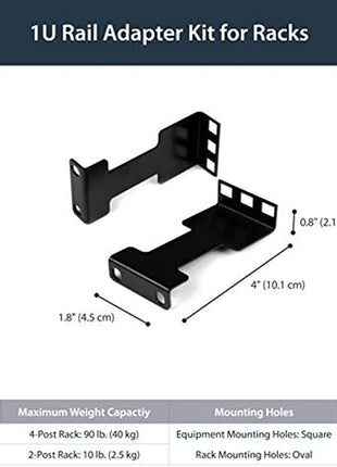 StarTech.com Server Rack Depth Extender - 1U - 4in / 10 cm - TAA Compliant - Recessed Rack Adapter - Rack Mount Adapter Kit - Network Rack Extender (RDA1U)