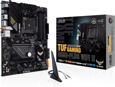ASUS TUF Gaming B550-PLUS WiFi II AMD AM4 (3rd Gen RyzenTM) ATX Gaming Motherboard (PCIe 4.0, WiFi 6, 2.5Gb LAN, BIOS Flashback, USB 3.2 Gen 2, Addressable Gen 2 RGB Header and Aura Sync)