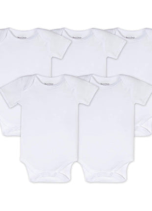 Burt's Bees Baby Unisex Bodysuits, Short Sleeve Organic Sleepwear, 5-Pack | Essential baby bodysuit pack featuring an easy-on and off lap-shoulder neck design for stress-free daily outfitting