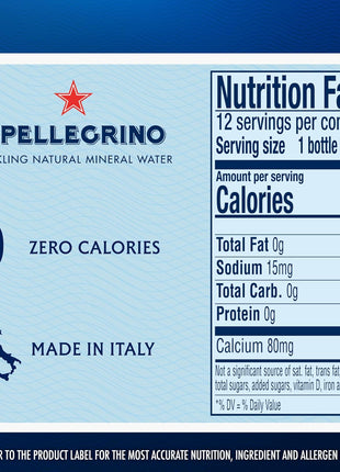 S.Pellegrino Sparkling Natural Mineral Water, Plastic Bottles, 16.9 Fl Oz (Pack of 12)