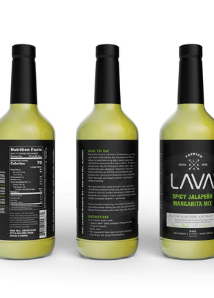 LAVA Premium Spicy Jalapeño Margarita Mix by LAVA Craft Cocktail Co., Made with Real Jalapeños, Agave Nectar, Key Limes, Lots of Flavor and Ready to Use, 1-Liter Glass Bottle
