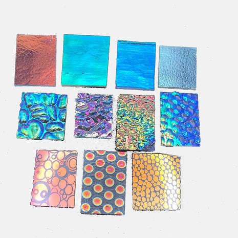 Assorted Fusible Dichroic Glass on Black & Clear Backing - COE 90-2 Oz.