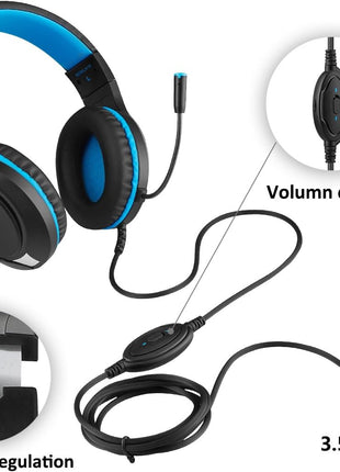 Masacegon Gaming Headset for PC,Gaming Headphone Compatible with Xboxone,PS4,Nintendo Switch,3.5mm Over-Ear Headphones with Noise Canceling Feature