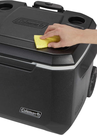 Coleman Xtreme 50qt Rolling Cooler with Wheels, Extra-Walled Insulation Keeps Ice up to 5 Days, Portable Wheeled Hard Chiller