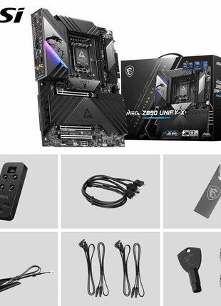MSI MEG Z890 Unify-X Motherboard, ATX - Supports Intel Core Ultra Processors (Series 2), LGA 1851-110A SPS, DDR5 Memory (9600+ MT/s OC), PCIe 5.0 & 4.0 x16, M.2 Gen5, Thunderbolt 4, Wi-Fi 7, 5G LAN