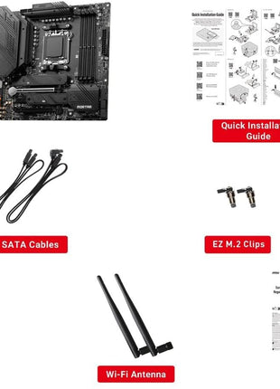 MSI MAG B650M Mortar WiFi Gaming Motherboard (AMD Ryzen 9000/8000/7000 Series Processors,AM5,DDR5,PCIe 4.0,M.2 Slots,SATA 6Gb/s,USB 3.2 Gen 2,HDMI/DP,Wi-Fi 6E,Bluetooth 5.3,2.5Gbps LAN,mATX)