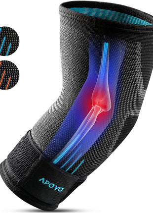 APOYO Tennis Elbow Brace for Women & Men, Workout and Everyday Use (Large) | Elbow Compression Sleeve for Arthritis, Tendonitis, Tennis Elbow & Golfers Elbow, Reduce Joint Pain During Fitness Activity