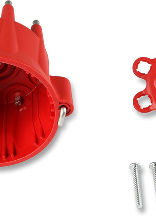 MSD 8433 Red, V8 Distributor Cap With HEI Terminals and Spark Plug Wire Retainer